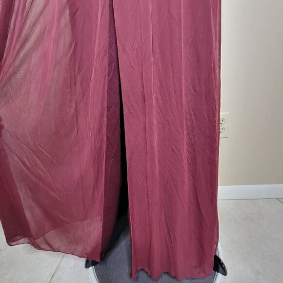 Davids Bridal Lace Top Formal Dress Gown Wine Burgundy 14 - Picture 6 of 15